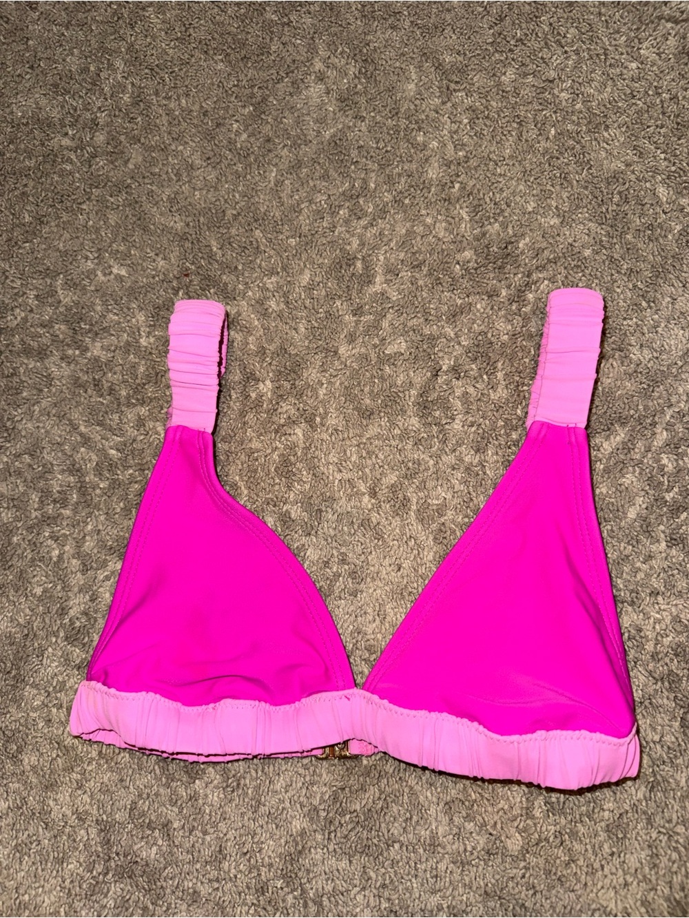 Pink Ruffled Triangle Bikini Top